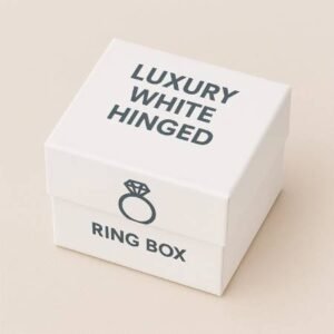 Luxury White Hinged Ring Box