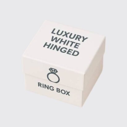Luxury White Hinged Ring Box