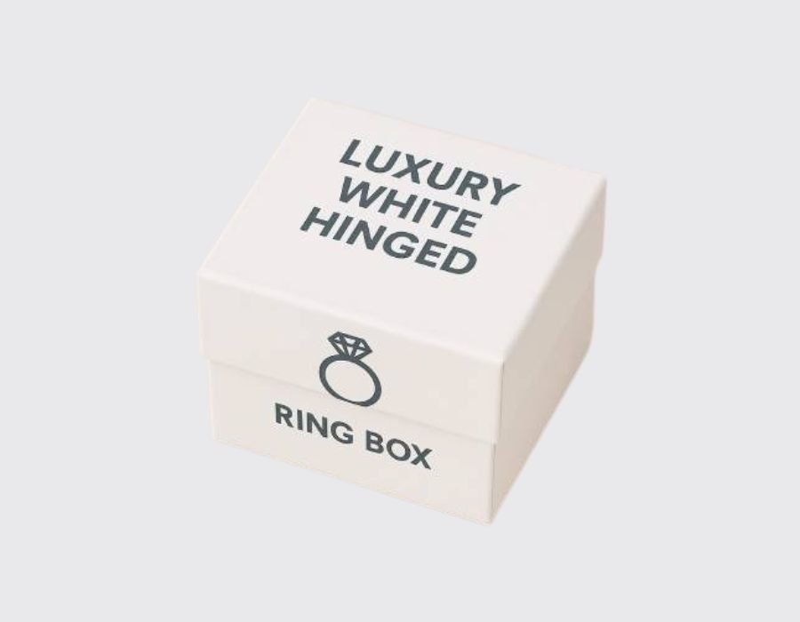 Luxury White Hinged Ring Box